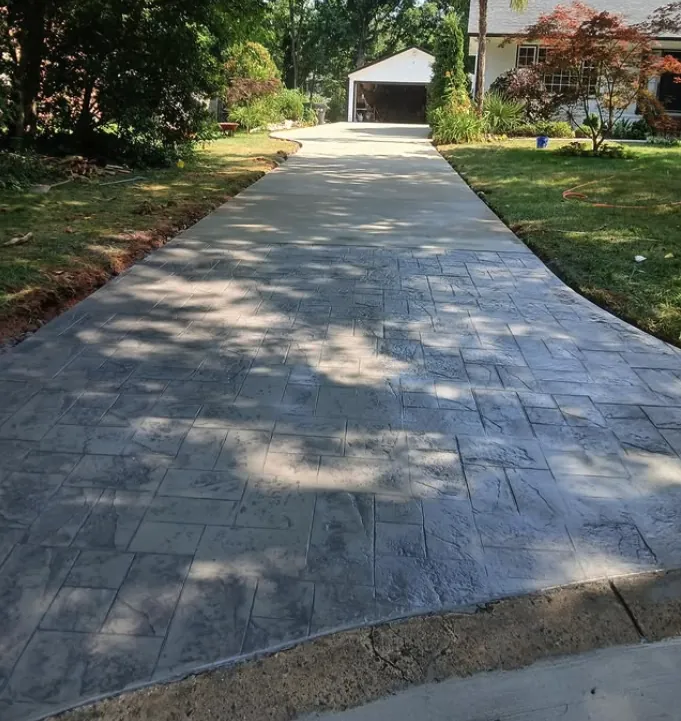 Stamped concrete driveway